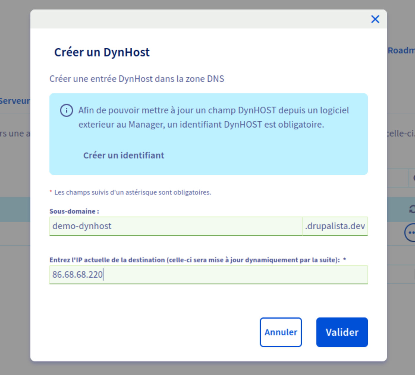 Création DynHost