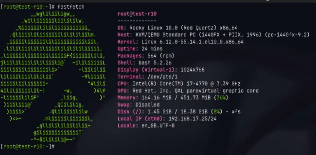 Résultat de la commande fastfetch