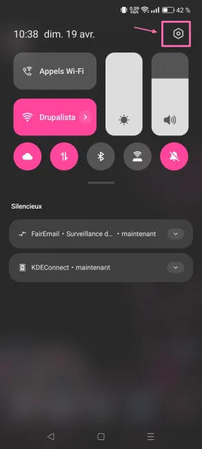 Screenshot android roue cranté