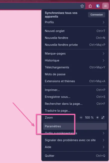 Étape 1 paramètres