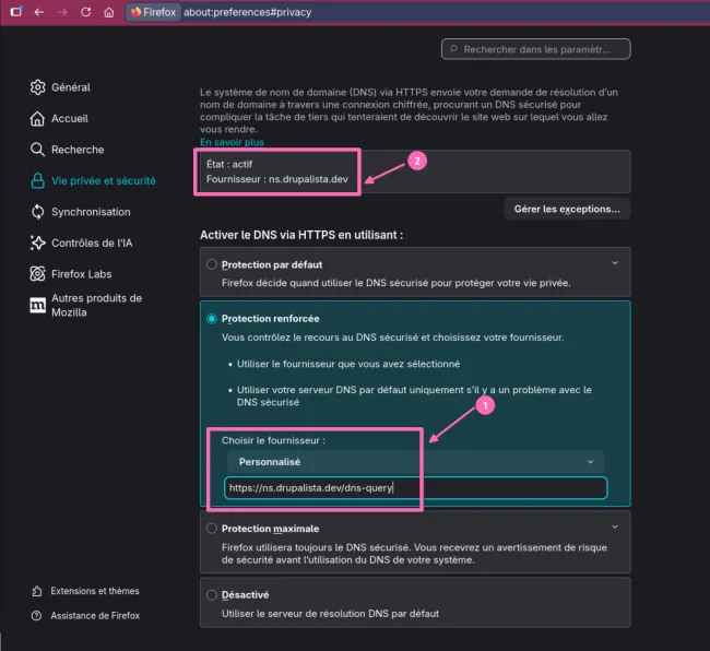 Screenshot config DNS